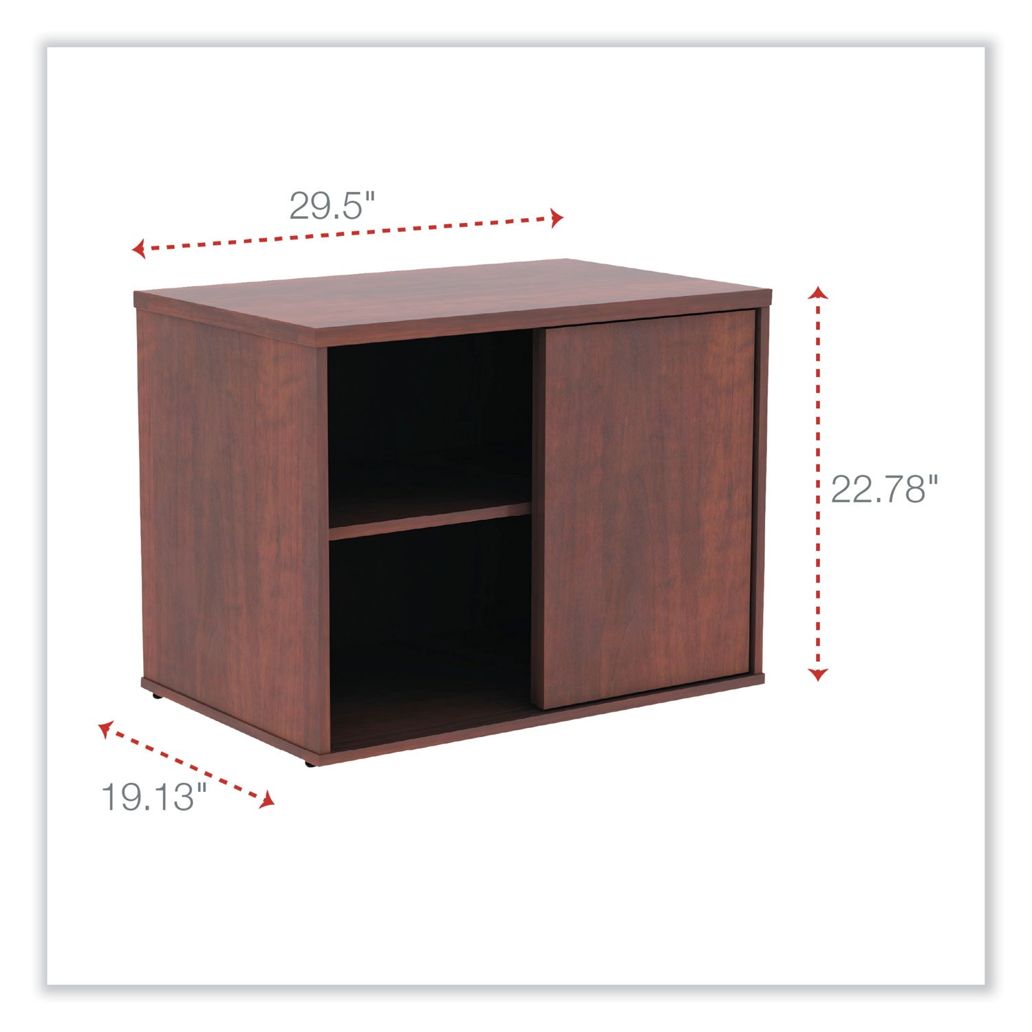 Alera® Alera Open Office Desk Series Low Storage Cabinet Credenza, Woodgrain Laminate, 29.5" x 19.13" x 22.78", Medium Cherry