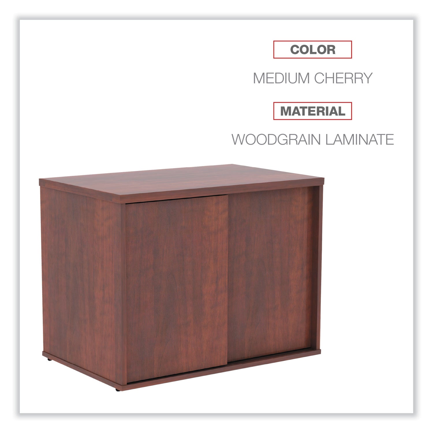 Alera® Alera Open Office Desk Series Low Storage Cabinet Credenza, Woodgrain Laminate, 29.5" x 19.13" x 22.78", Medium Cherry