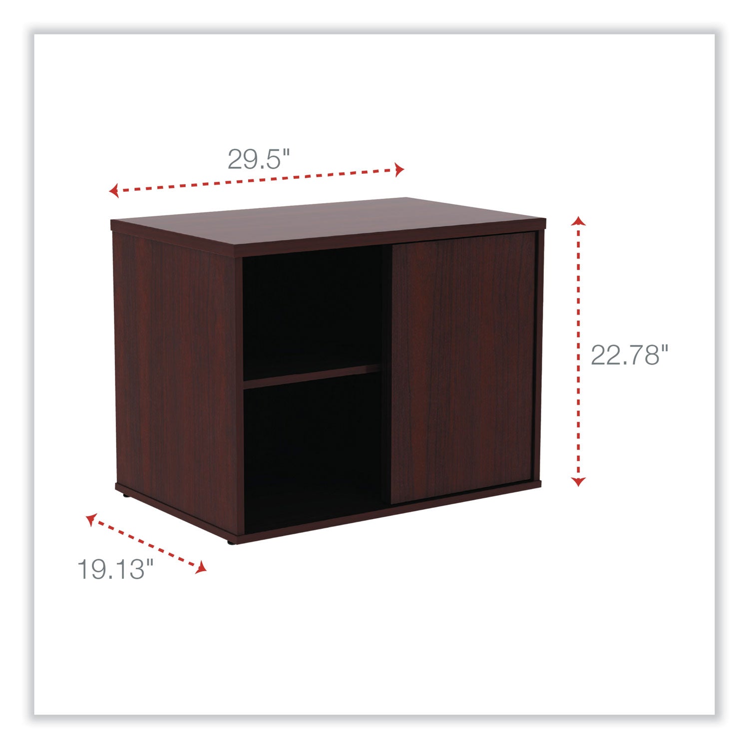 Alera® Alera Open Office Desk Series Low Storage Cabinet Credenza, Woodgrain Laminate, 29.5" x 19.13" x 22.78", Mahogany