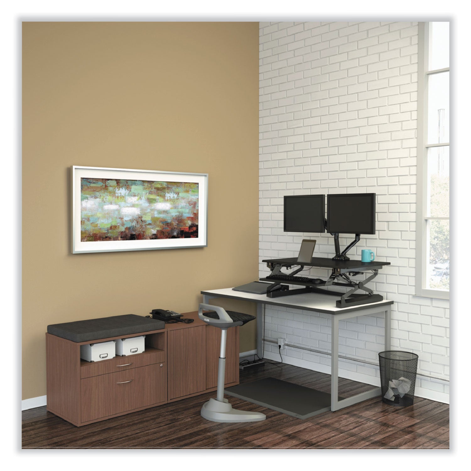 Alera® Alera Open Office Desk Series Low Storage Cabinet Credenza, Woodgrain Laminate, 29.5" x 19.13" x 22.78", Modern Walnut