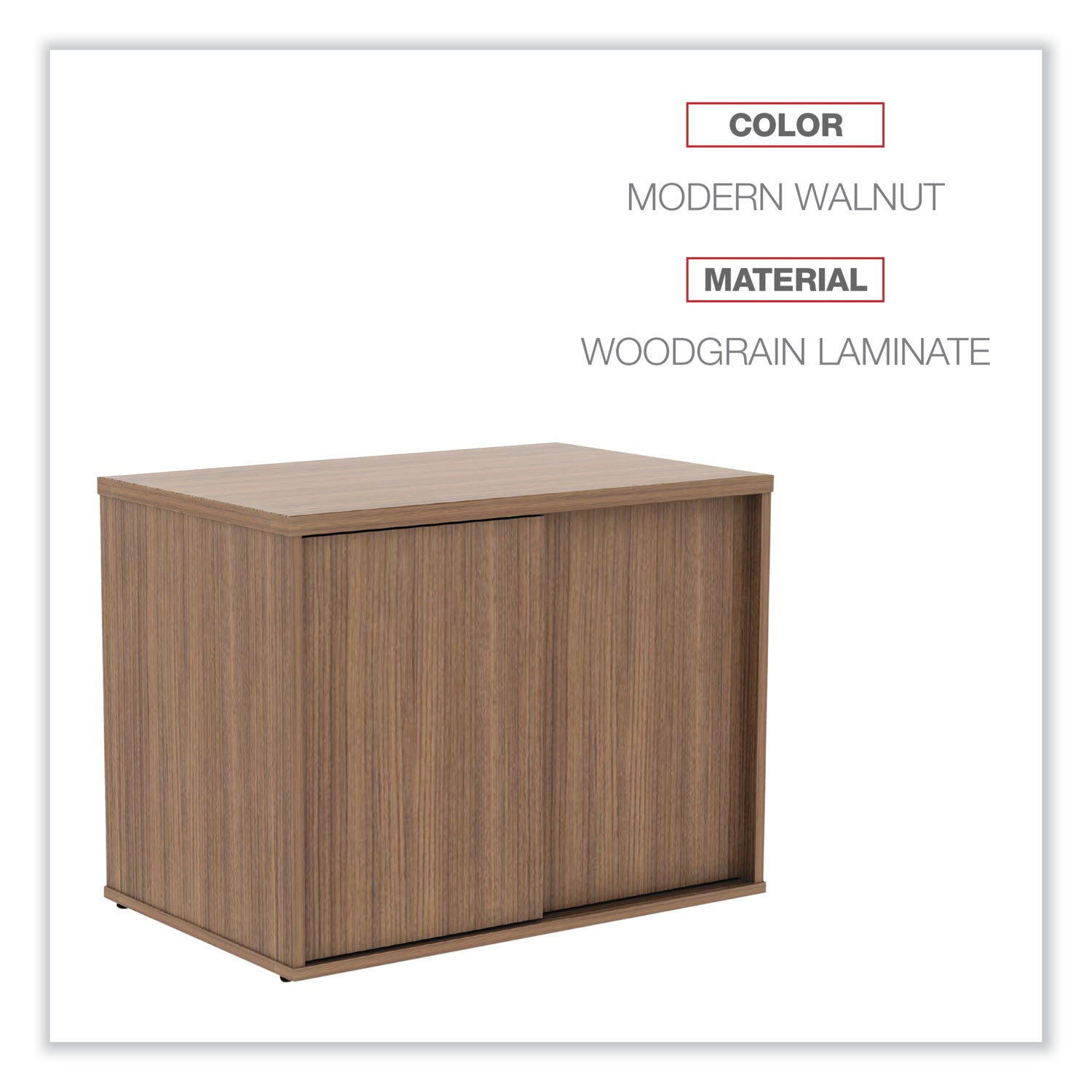 Alera® Alera Open Office Desk Series Low Storage Cabinet Credenza, Woodgrain Laminate, 29.5" x 19.13" x 22.78", Modern Walnut