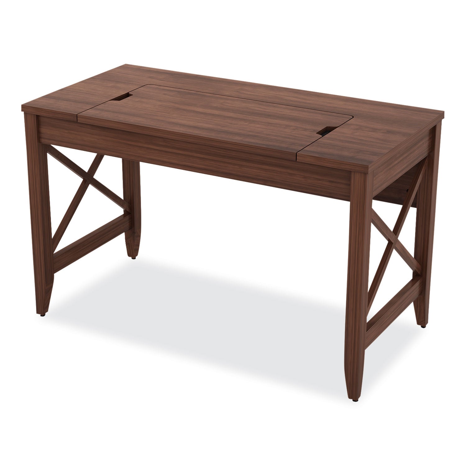 Alera® Sit-To-Stand Table Desk, 47.25" X 23.63" X 29.5" To 43.75", Modern Walnut