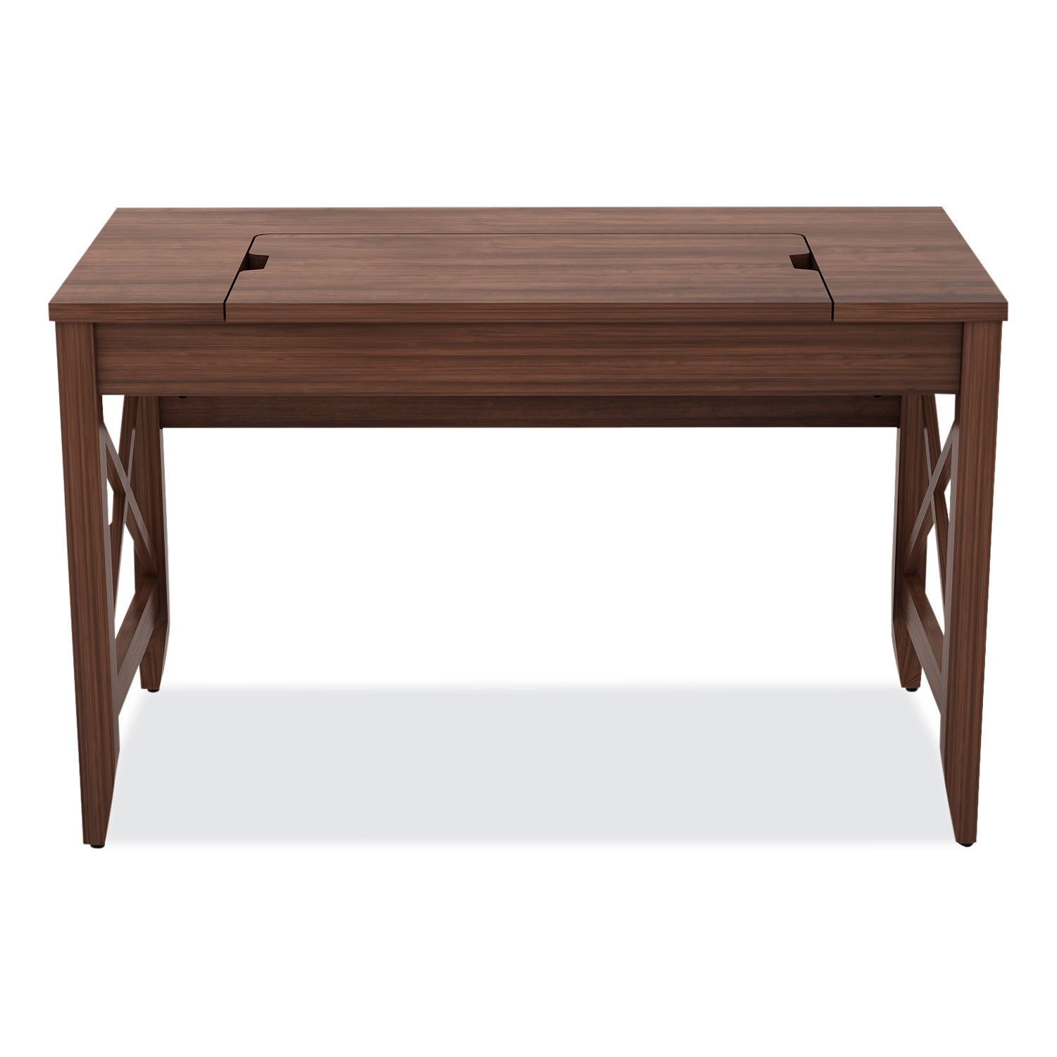 Alera® Sit-To-Stand Table Desk, 47.25" X 23.63" X 29.5" To 43.75", Modern Walnut