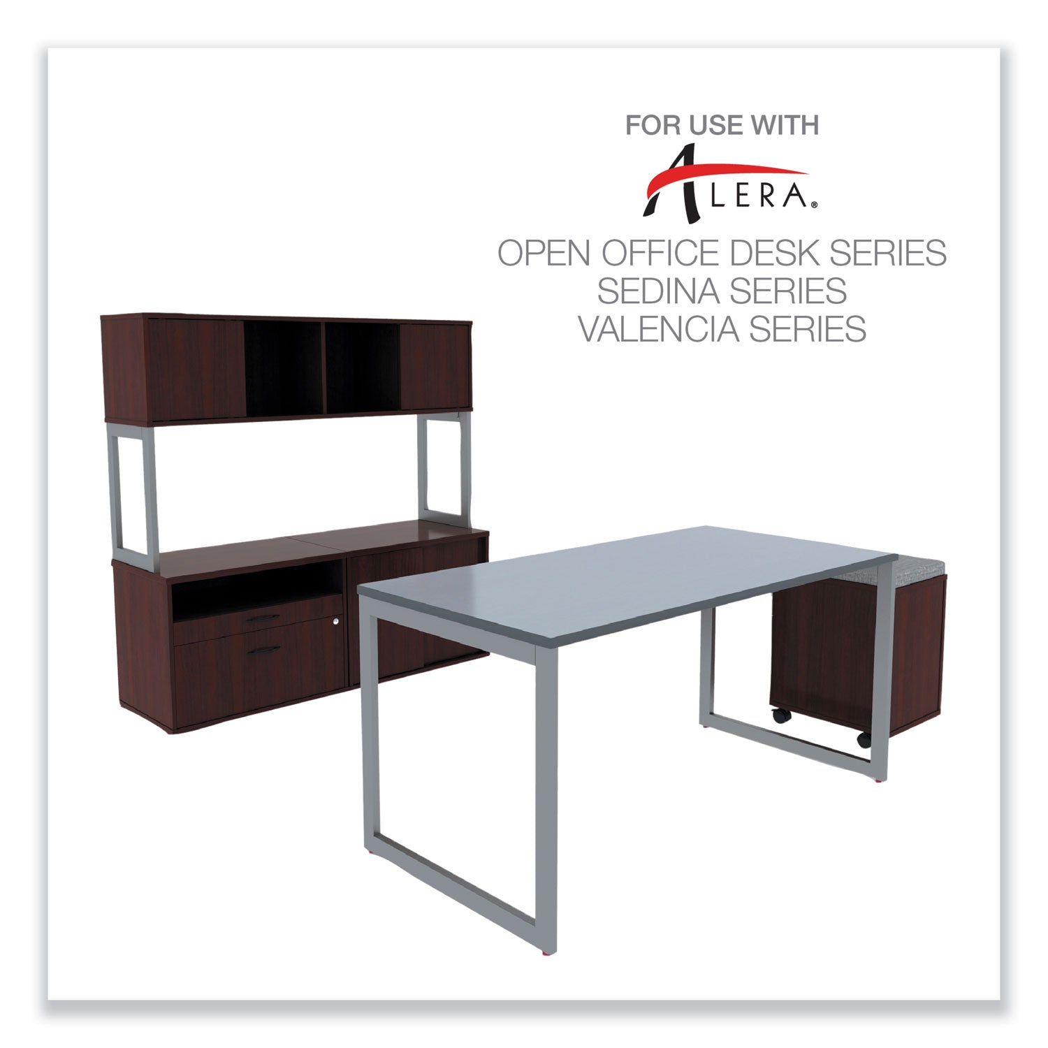 Alera® Alera Open Office Desk Series Low File Cabinet Credenza, 2-Drawer: Pencil/file,legal/letter,1 Shelf,mahogany,29.5x19.13x22.88