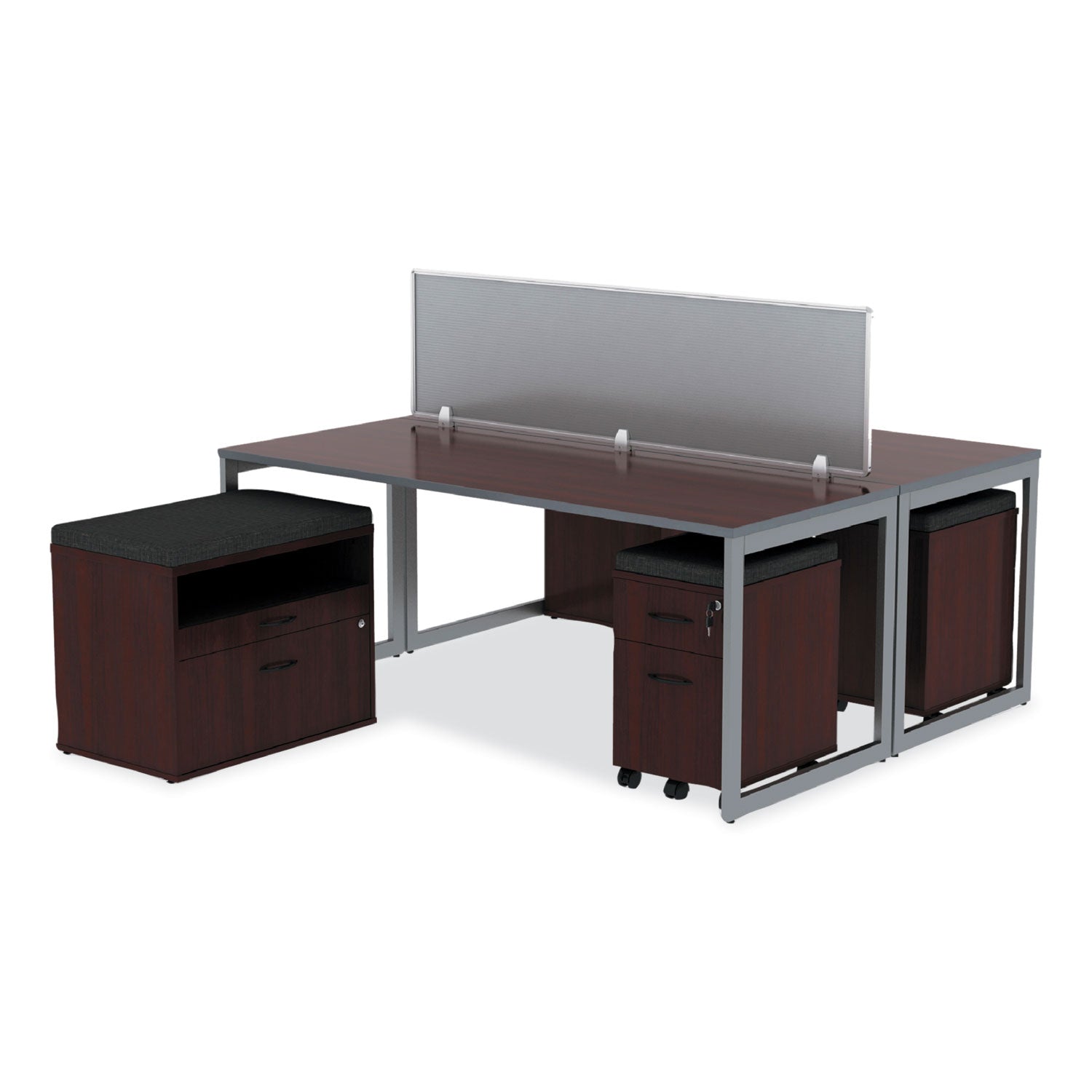 Alera® Alera Open Office Desk Series Low File Cabinet Credenza, 2-Drawer: Pencil/file,legal/letter,1 Shelf,mahogany,29.5x19.13x22.88