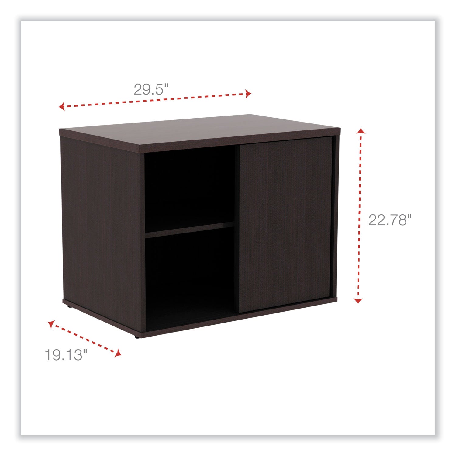Alera® Alera Open Office Desk Series Low Storage Cabinet Credenza, Woodgrain Laminate, 29.5" x 19.13" x 22.78", Espresso