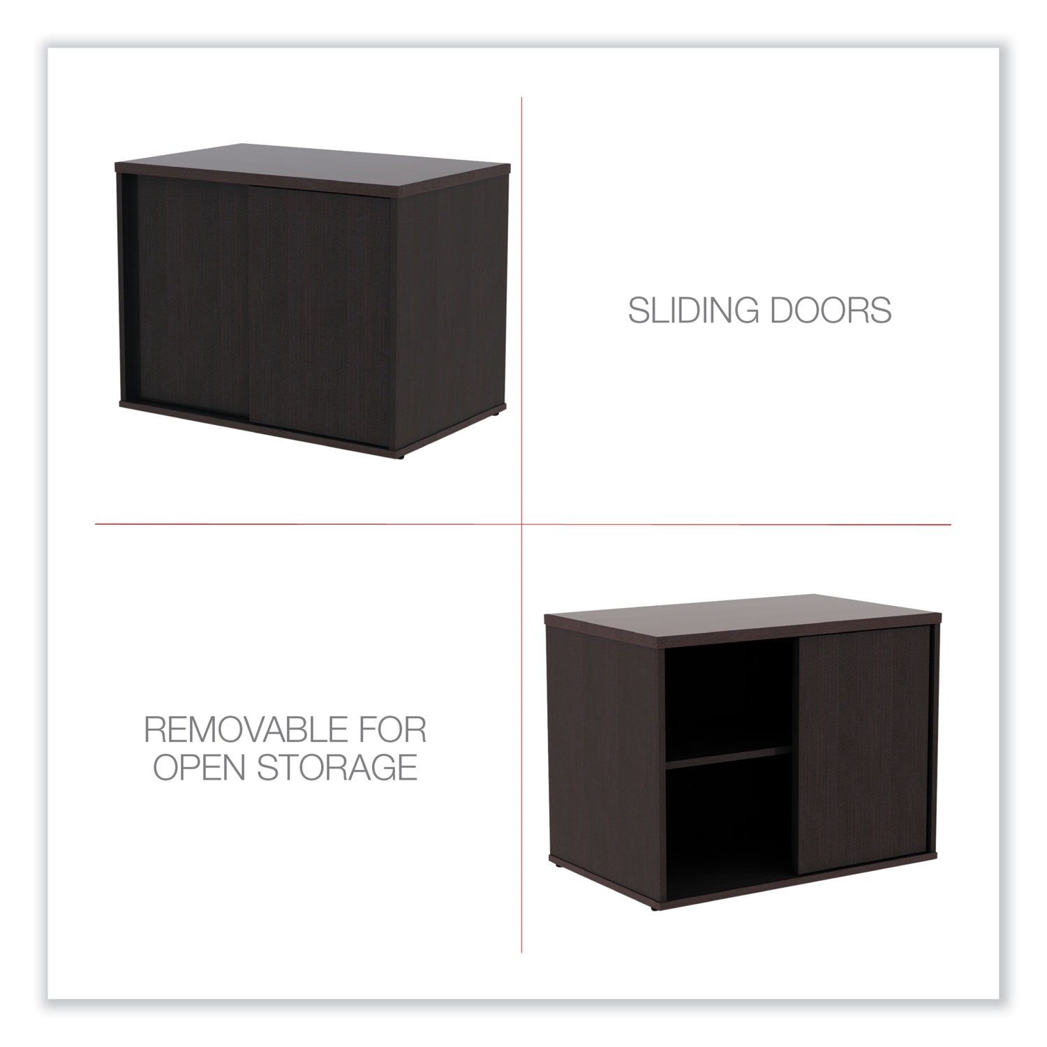 Alera® Alera Open Office Desk Series Low Storage Cabinet Credenza, Woodgrain Laminate, 29.5" x 19.13" x 22.78", Espresso