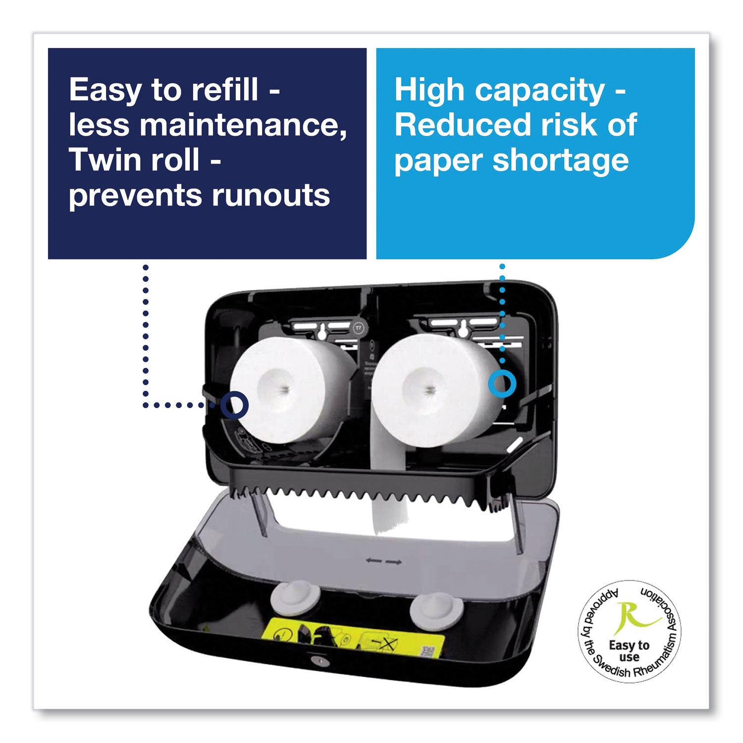 Tork® Elevation Coreless High Capacity Bath Tissue Dispenser, 14.17 x 5.08 x 8.23, Black