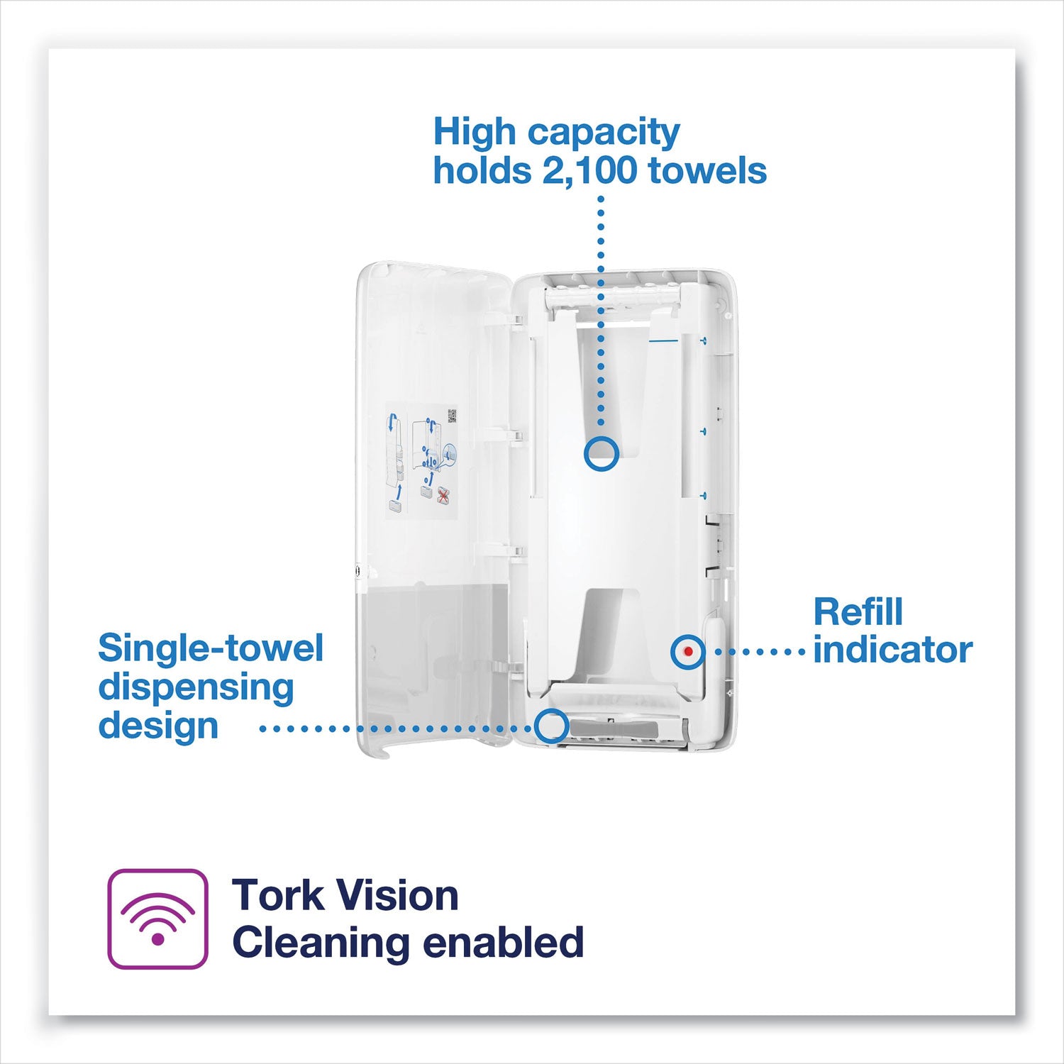 Tork® Peakserve Continuous Hand Towel Dispenser, 14.57 X 3.98 X 28.74, White