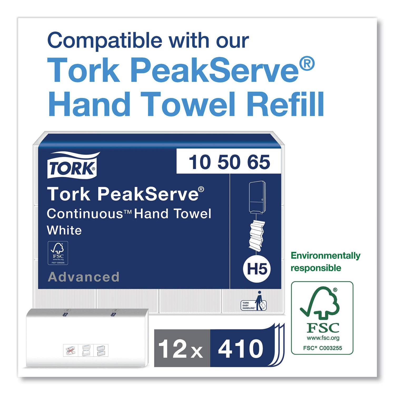 Tork® Peakserve Continuous Hand Towel Dispenser, 14.44 X 3.97 X 19.3, Black