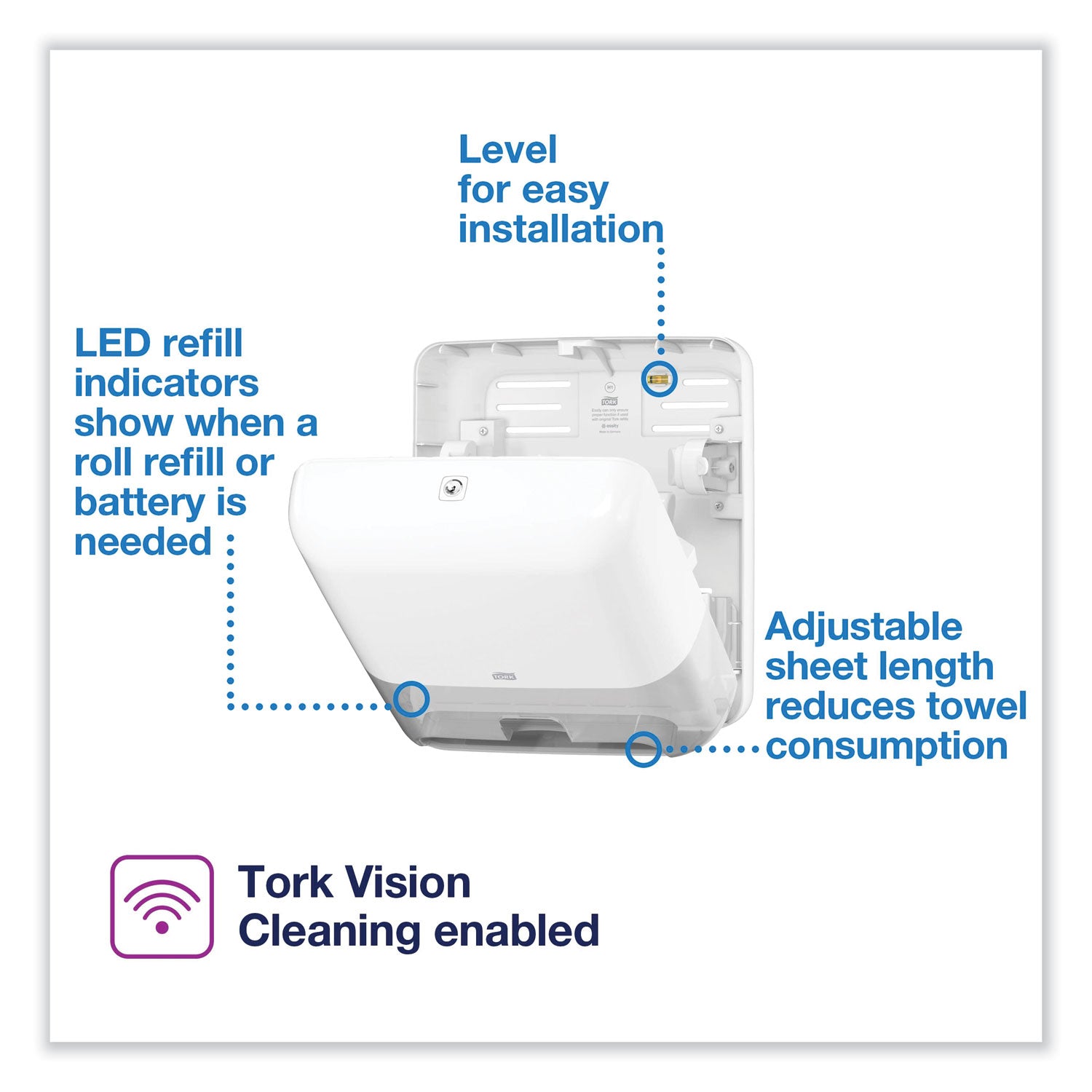 Tork® Elevation Matic Hand Towel Roll Dispenser With Sensor, 13 X 8 X 14.5, White