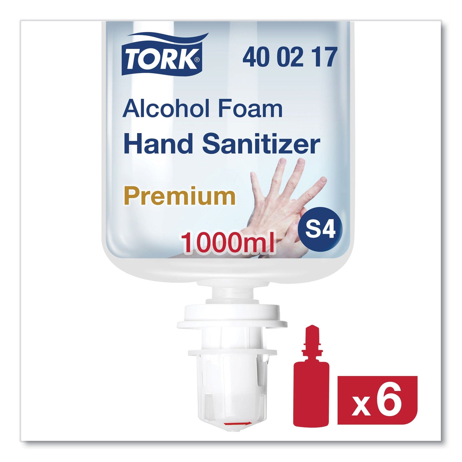 Tork® Premium Alcohol Foam Hand Sanitizer, 1 L Bottle, Unscented, 6/carton