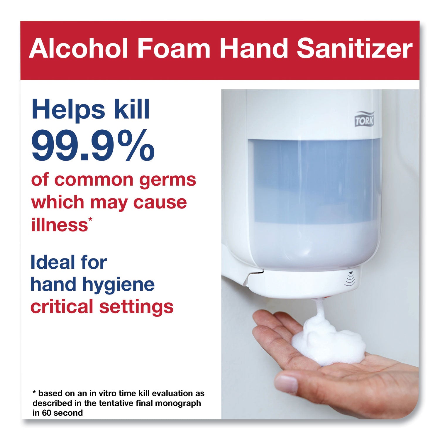 Tork® Premium Alcohol Foam Hand Sanitizer, 1 L Bottle, Unscented, 6/carton