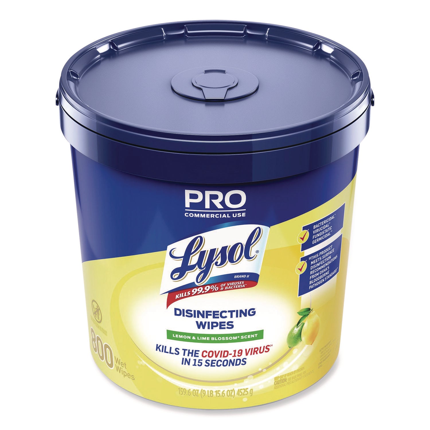 LYSOL® Brand Professional Disinfecting Wipe Bucket, 1-Ply, 6 x 8, Lemon and Lime Blossom, White, 800 Wipes/Bucket, 2 Buckets/Carton
