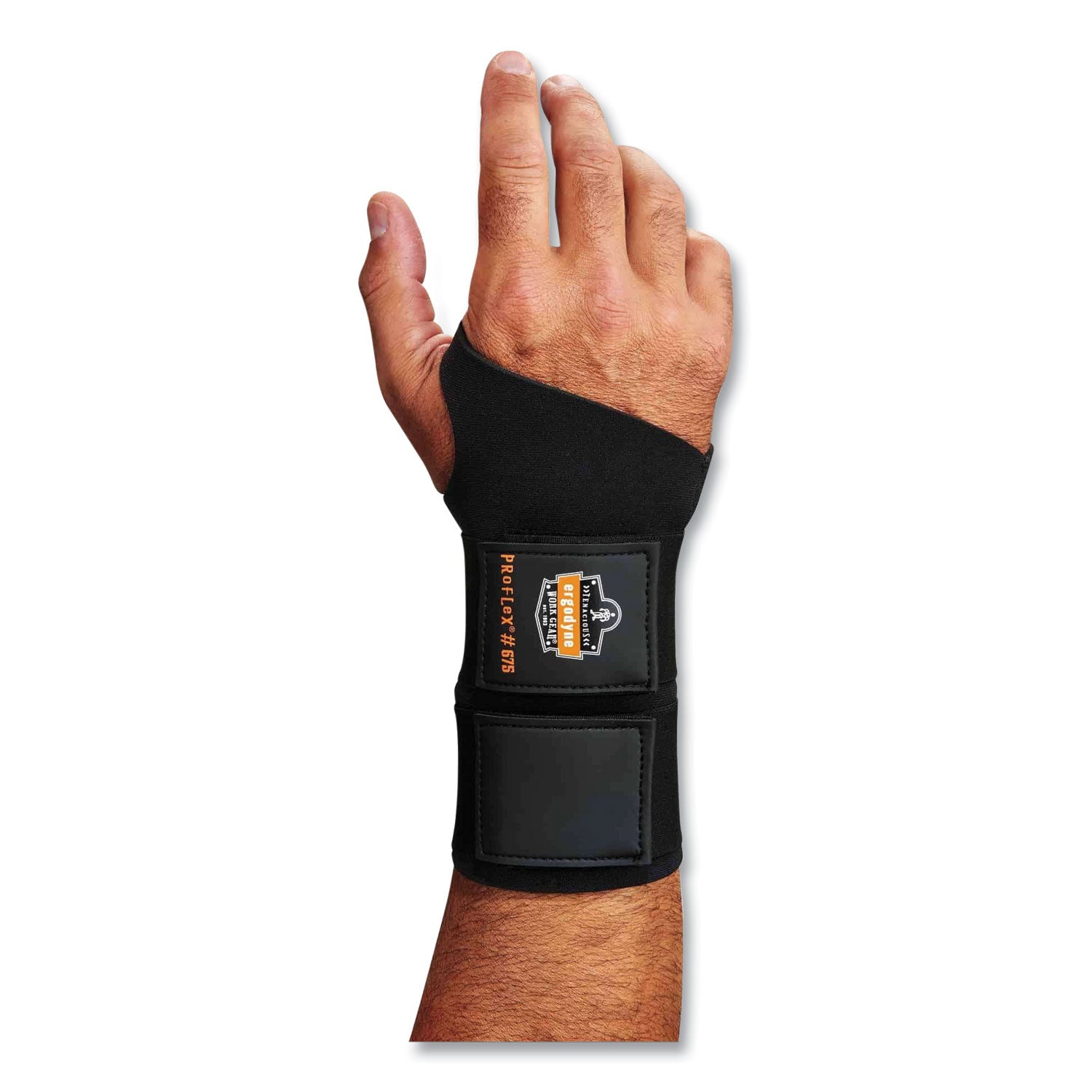 ergodyne® ProFlex 675 Ambidextrous Double Strap Wrist Support, X-Large, Fits Left/Right Hand, Black