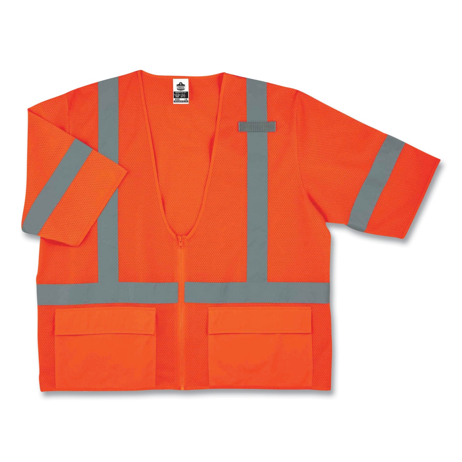ergodyne® GloWear 8320Z Class 3 Standard Zipper Vest, Polyester, Largel/X-Large, Orange