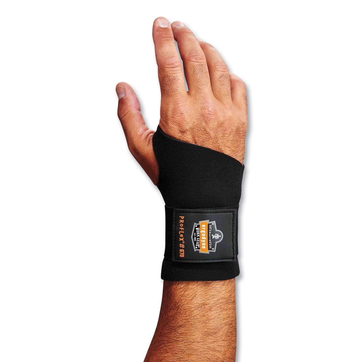 ergodyne® ProFlex 670 Ambidextrous Single Strap Wrist Support, Medium, Fits Left/Right Hand, Black
