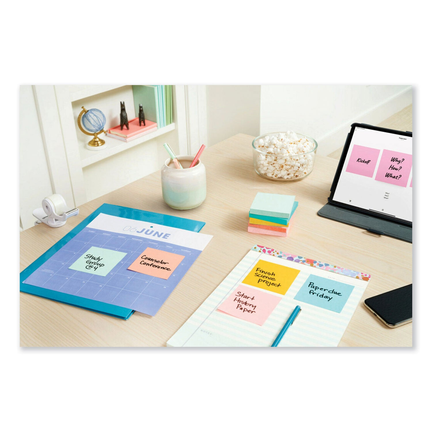 Post-it® Dispenser Notes Original Pop-up Refill, 3" x 3", Beachside Cafe Collection Colors, 100 Sheets/Pad, 6 Pads/Pack