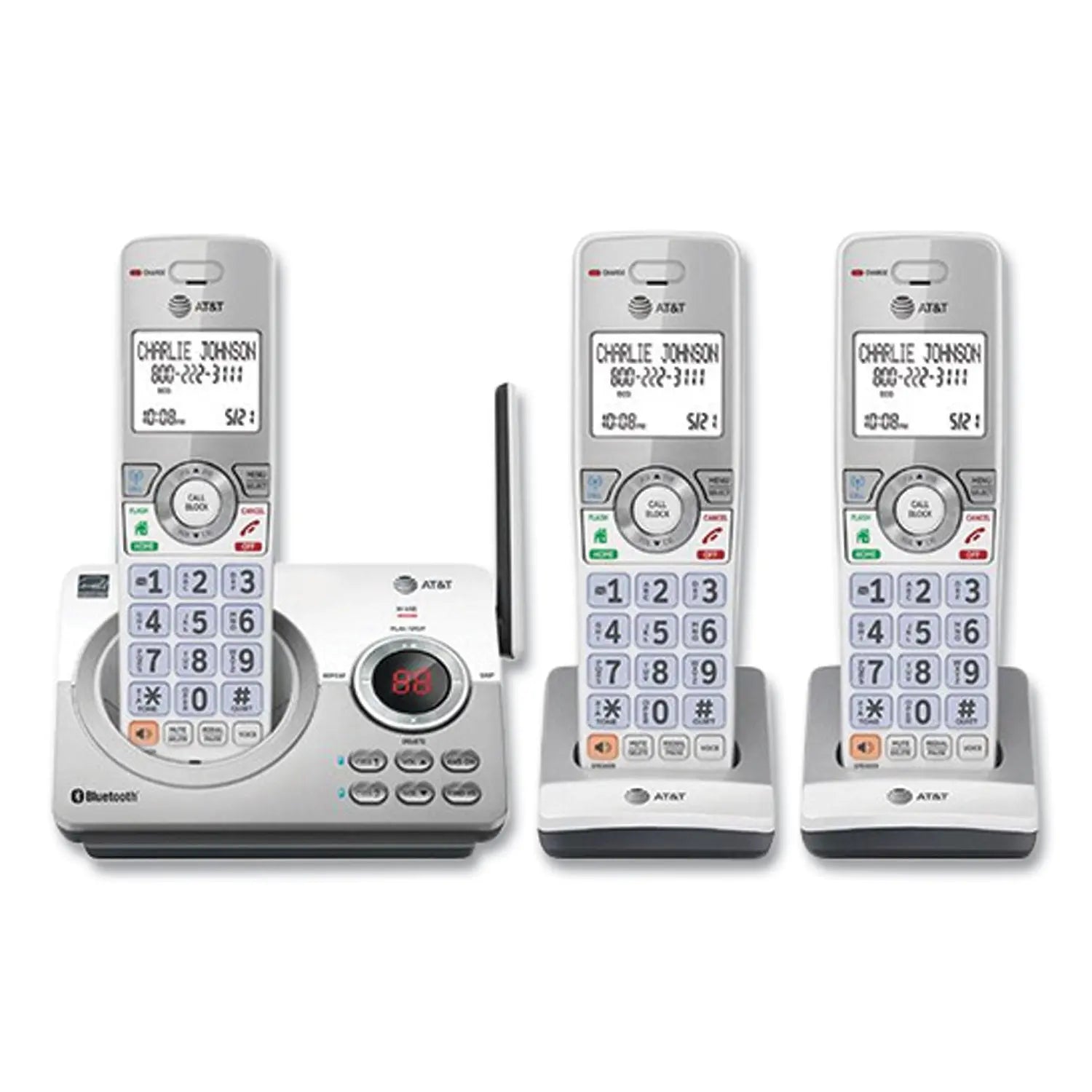 Connect to Cell DL72310 Cordless Telephone, Base and 2 Additional Handsets, White/Silver AT&T® Flipcost