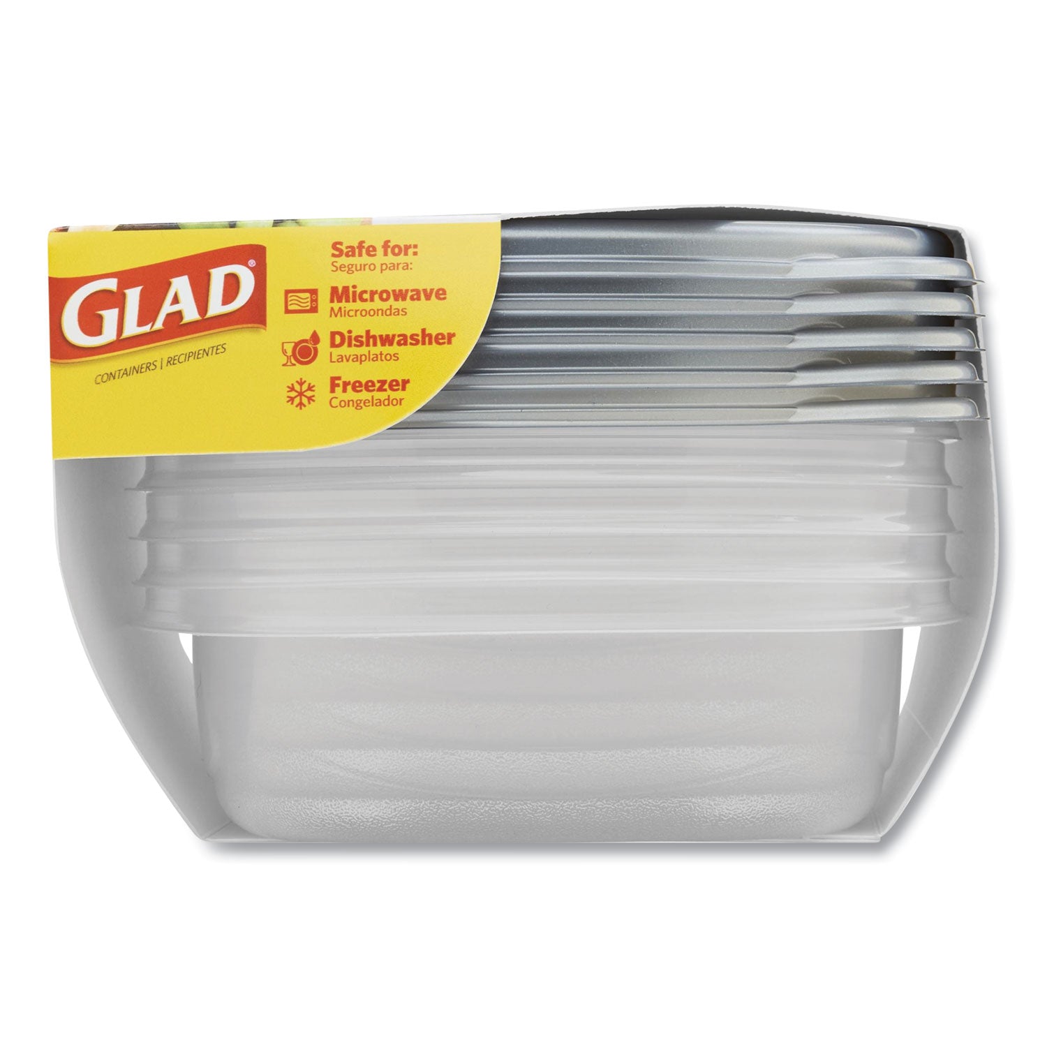 Glad® Home Collection Food Storage Containers With Lids, Medium Square, 25 Oz, Clear/metallic, Plastic, 5/pack