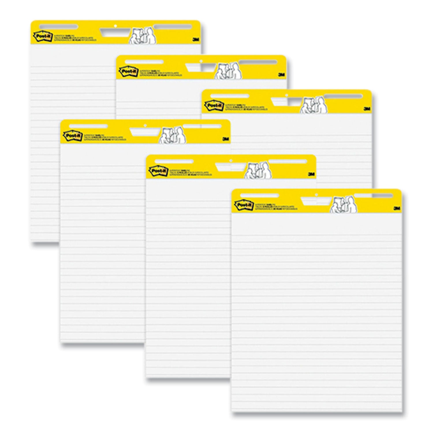 Post-it® Easel Pads Super Sticky Vertical-Orientation Self-Stick Easel Pads, Wide Ruled, 25 x 30, White, 30 Sheets/Pad, 6 Pads/Pack
