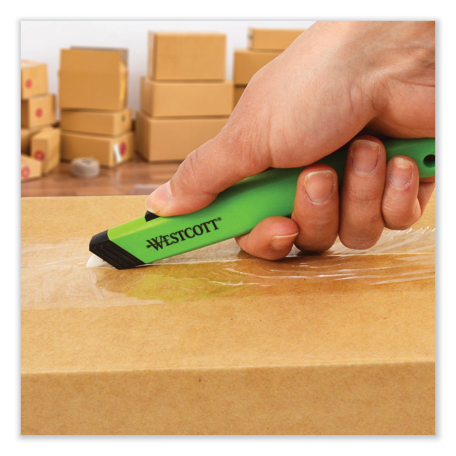 Westcott® Safety Ceramic Blade Box Cutter, 0.5" Blade, 5.5" Plastic Handle, Green