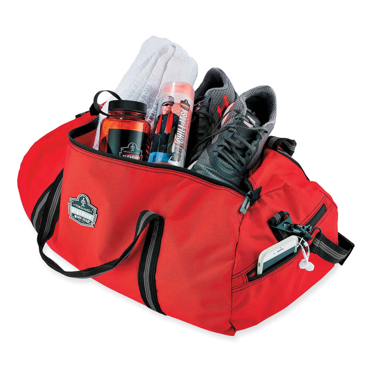 ergodyne® Arsenal 5020 Gear Duffel Bag, Nylon, Small, 12 x 23 x 12, Red