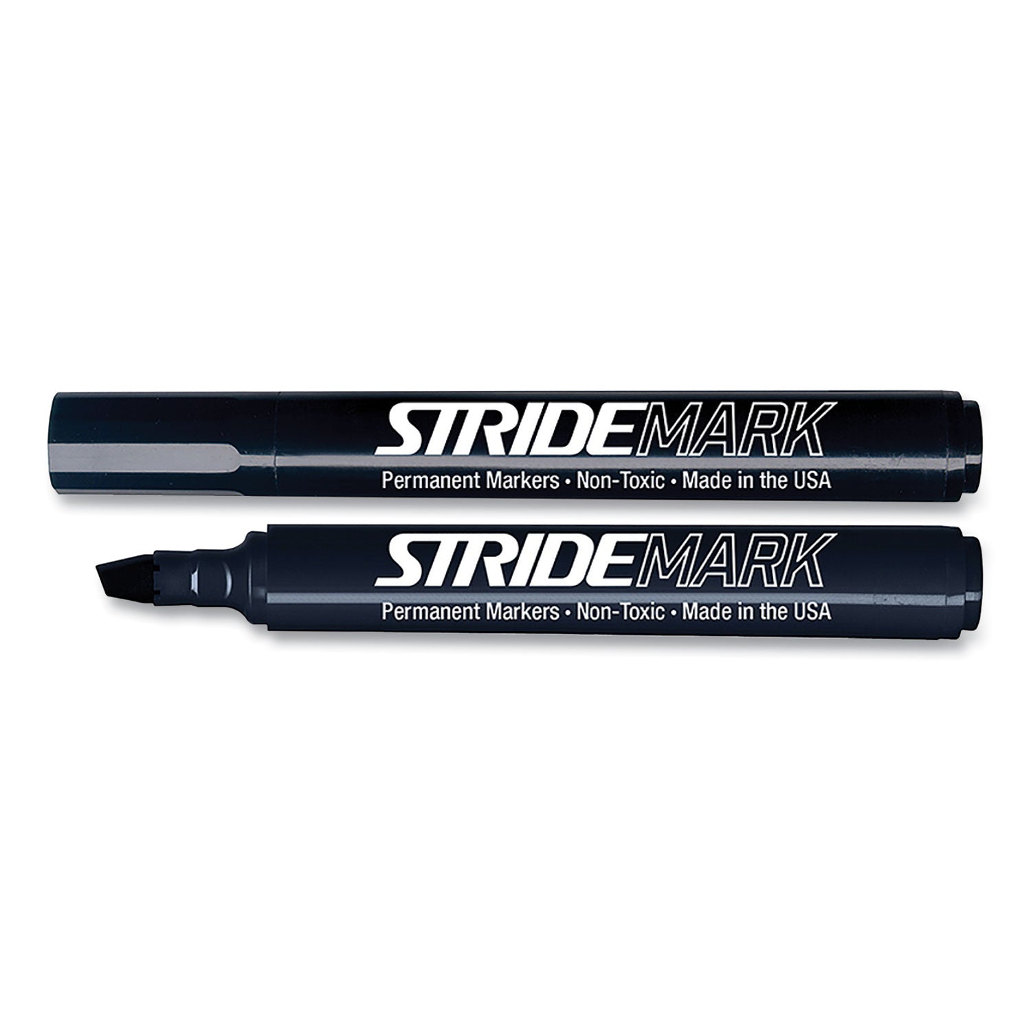 Stride StrideMark Tank Permanent Marker, Broad Chisel Tip, Black, 12/Pack