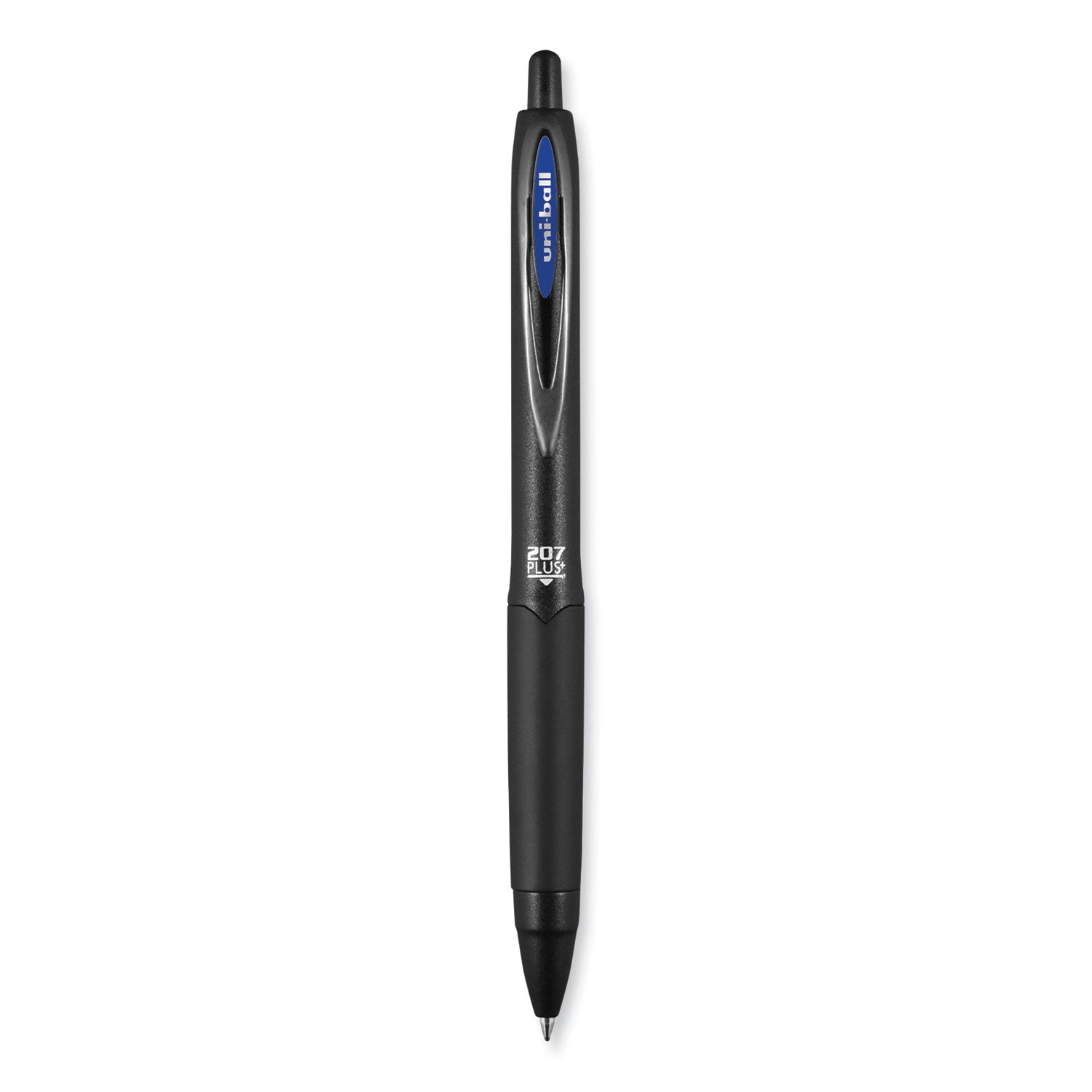 uniball® 207 Plus+ Gel Pen, Retractable, Medium 0.7 mm, Blue Ink, Black Barrel, 4/Pack