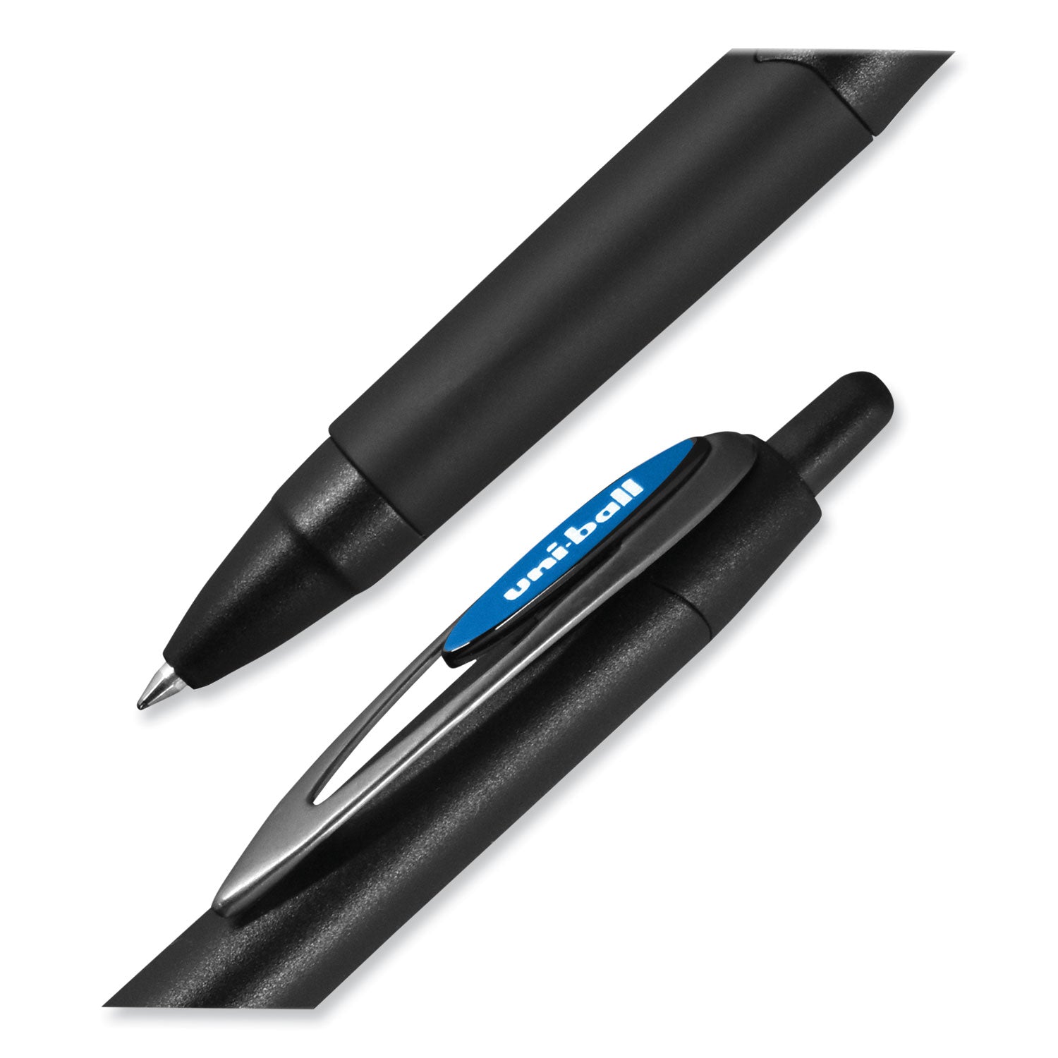 uniball® 207 Plus+ Gel Pen, Retractable, Medium 0.7 mm, Blue Ink, Black Barrel, 4/Pack