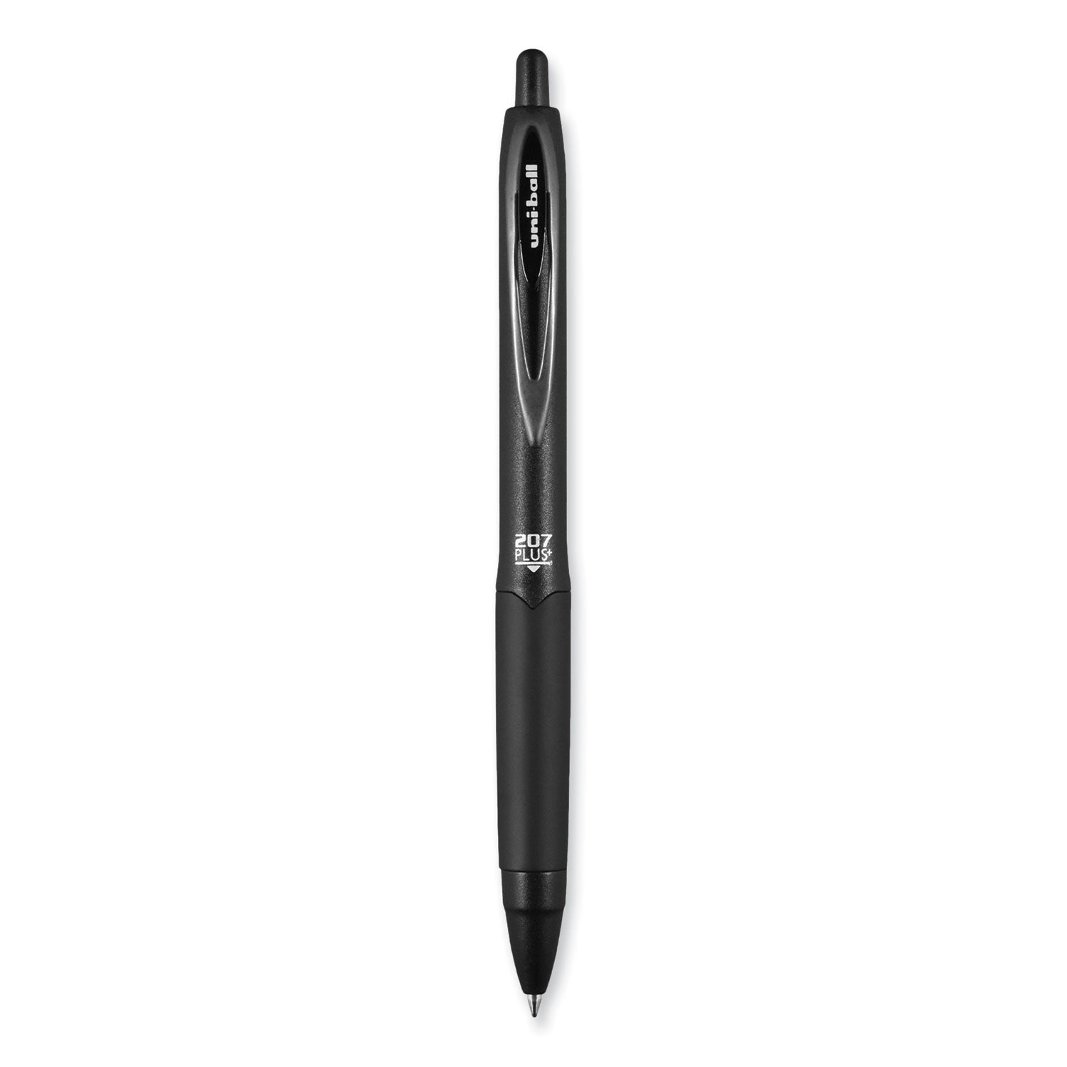 uniball® 207 Plus+ Gel Pen, Retractable, Medium 0.7 mm, Black Ink, Black Barrel, 4/Pack