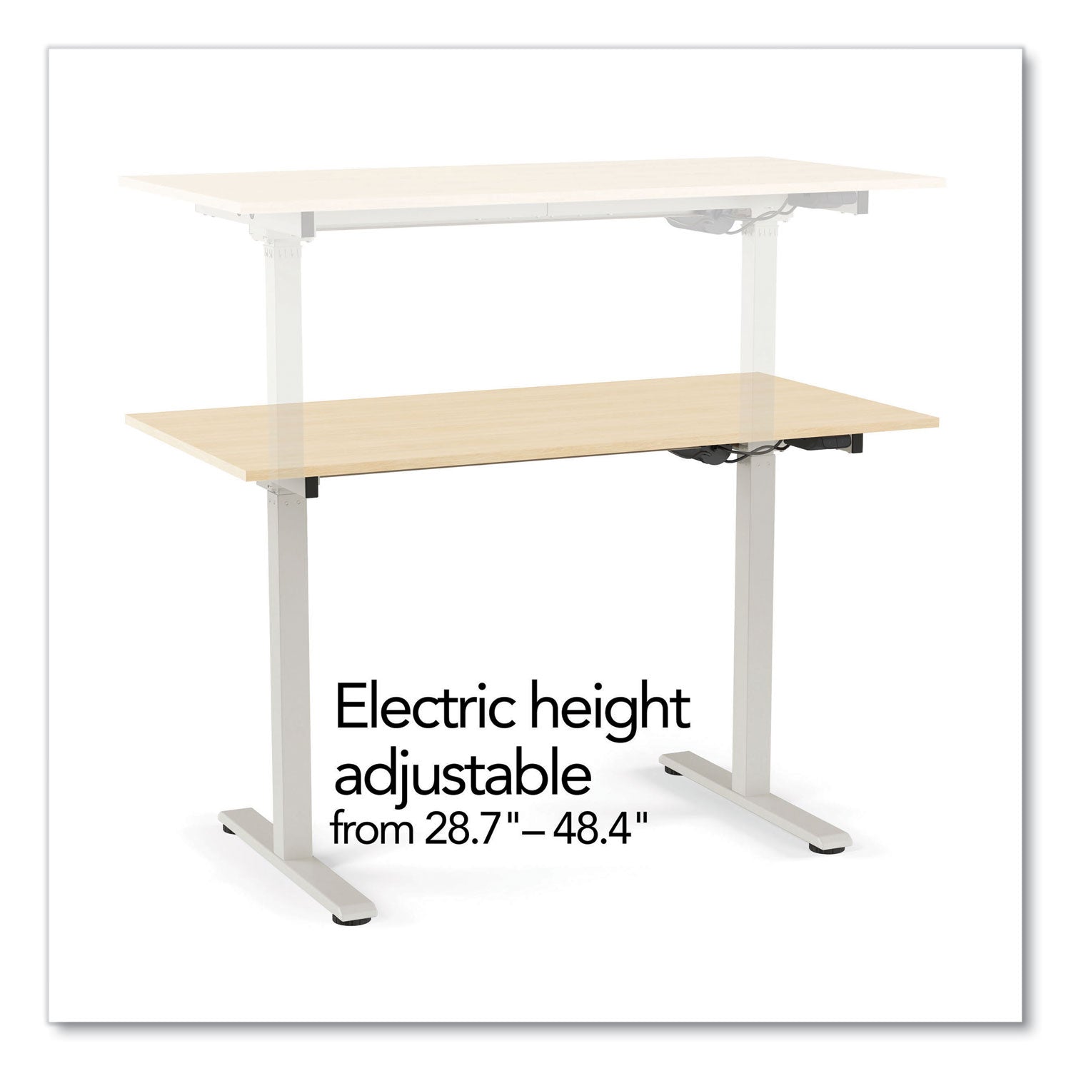 Union & Scale™ Essentials Electric Sit-Stand Two-Column Workstation, 47.2" x 23.6" x 28.7" to 48.4", Natural Wood/Light Gray