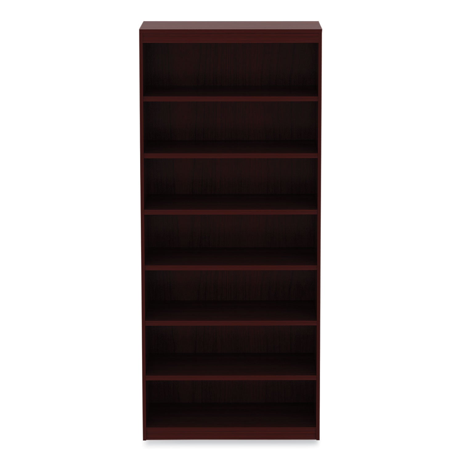 Alera® Alera Valencia Series Square Corner Bookcase, Seven-Shelf, 35.63w x 11.81d x 83.86h, Mahogany