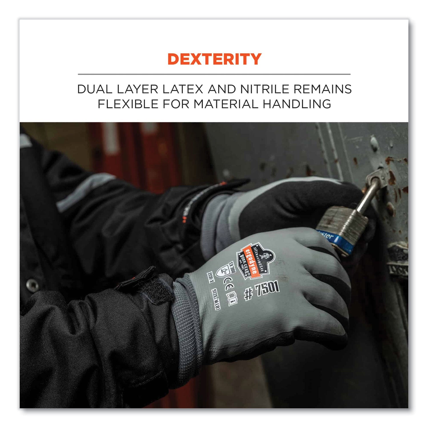 Ergodyne® ProFlex 7501 Coated Waterproof Winter Gloves, Gray, Medium, Pair