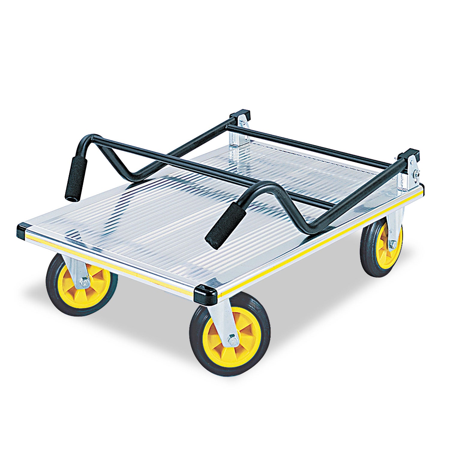 Safco® Stow-Away Platform Truck, 1,000 Lb Capacity, 24 X 39 X 40, Aluminum/black
