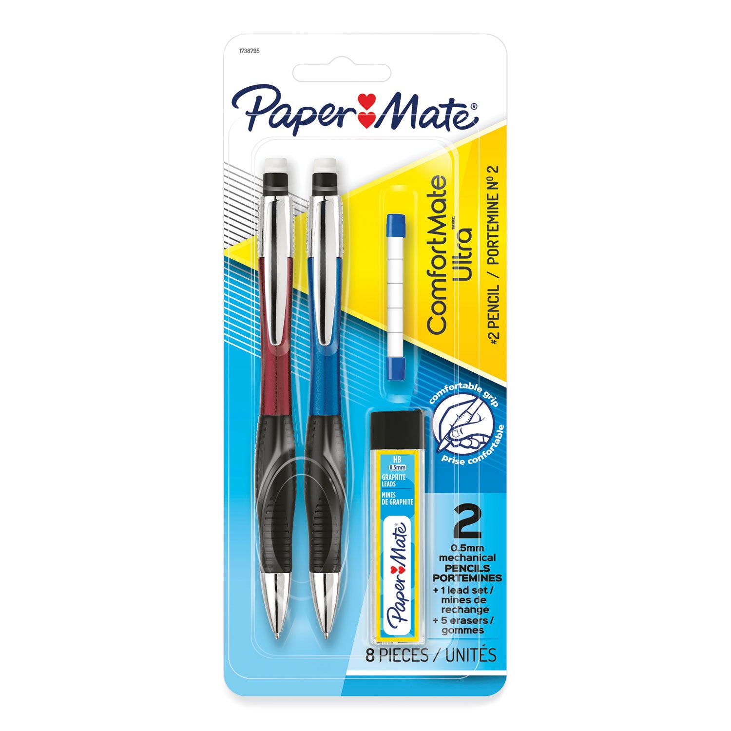 ComfortMate Ultra Pencil Starter Set, 0.5 mm, HB (#2), Black Lead, Assorted Barrel Colors, 2/Pack