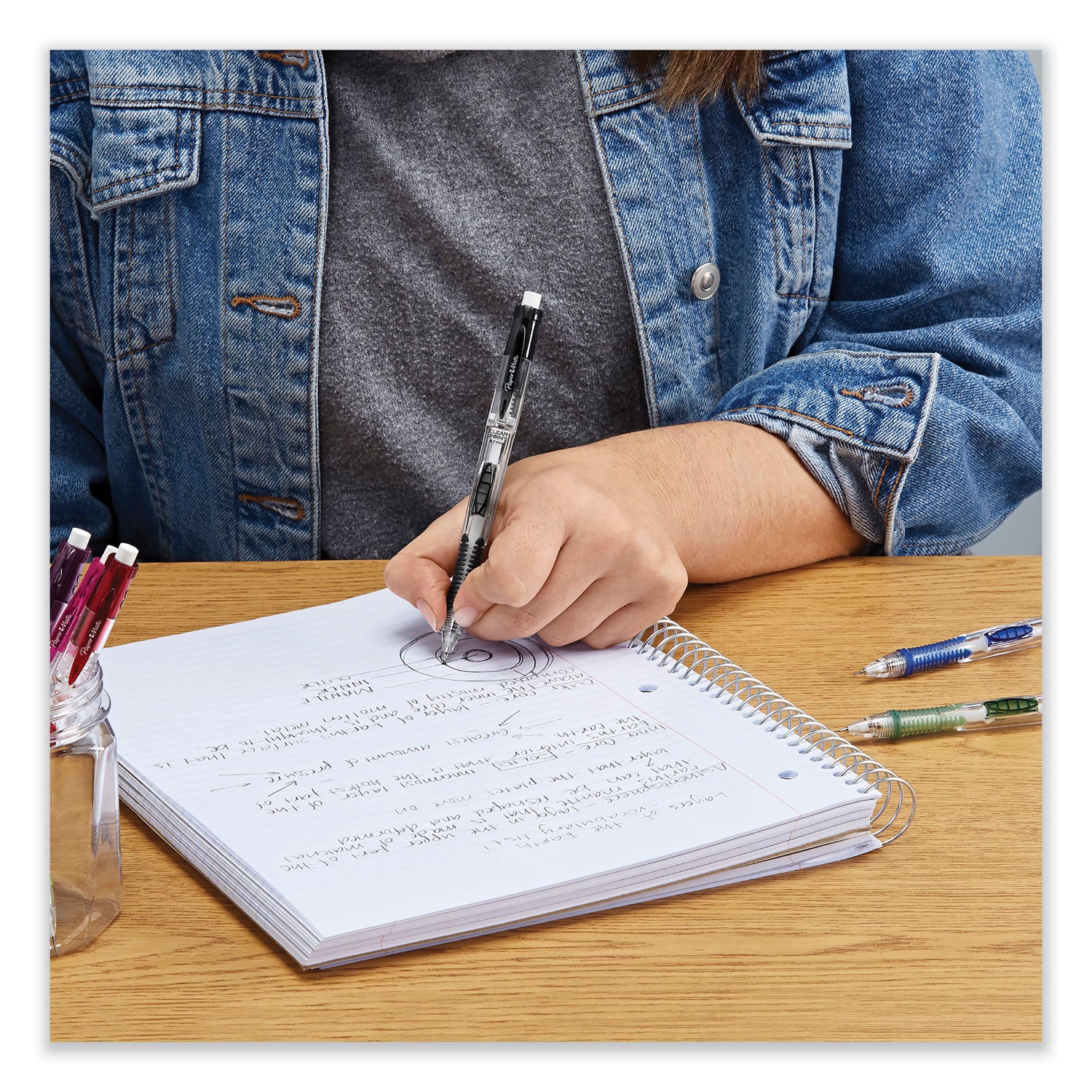 Paper Mate® Clear Point Mechanical Pencils with Tube of Lead/Erasers, 0.9 mm, HB (#2), Black Lead, Assorted Barrel Colors, 2/Pack