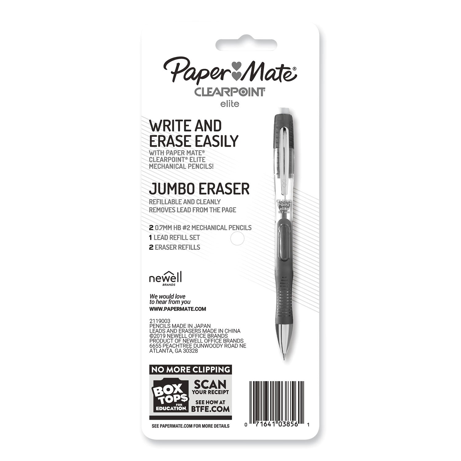 Paper Mate® Clearpoint Elite Mechanical Pencils, 0.7 Mm, Hb (#2), Black Lead, Blue And Green Barrels, 2/pack