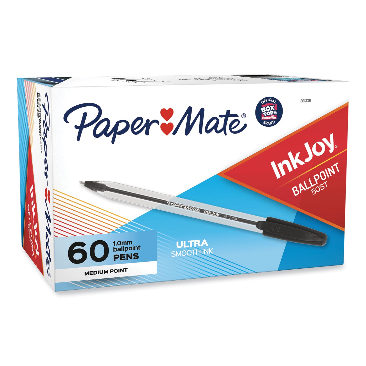Paper Mate® InkJoy 50ST Ballpoint Pen, Stick, Medium 1 mm, Black Ink, Clear Barrel, 60/Pack