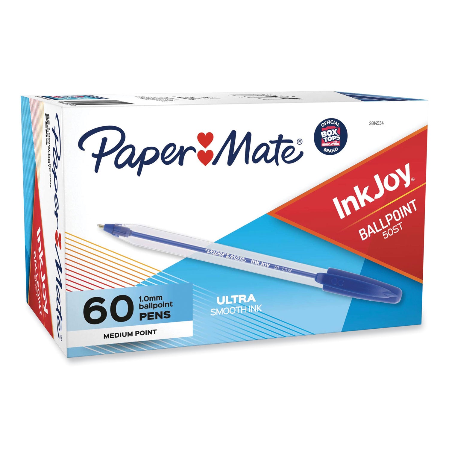 Paper Mate® InkJoy 50ST Ballpoint Pen, Stick, Medium 1 mm, Blue Ink, Clear Barrel, 60/Pack