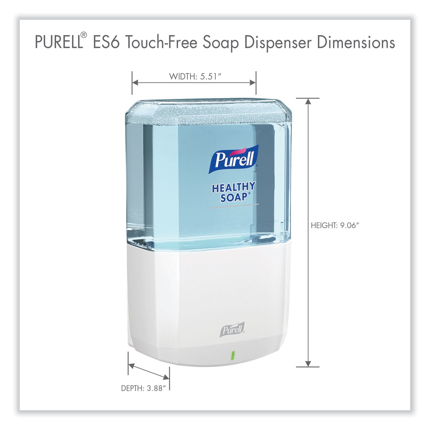 PURELL® Es6 Soap Touch-Free Dispenser, 1,200 Ml, 5.25 X 8.8 X 12.13, White