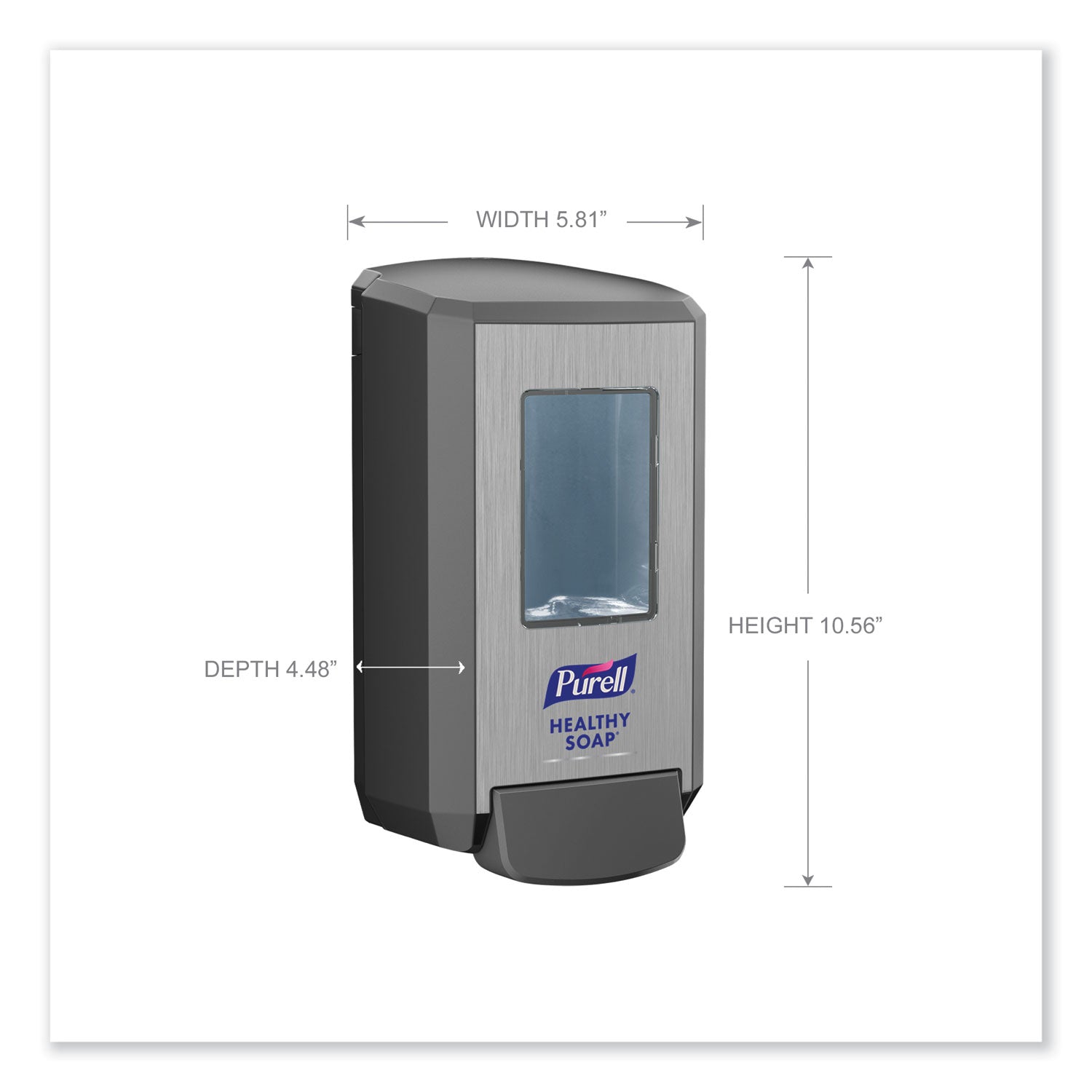 PURELL® Cs4 Soap Push-Style Dispenser, 1,250 Ml, 4.88 X 8.8 X 11.38, Graphite