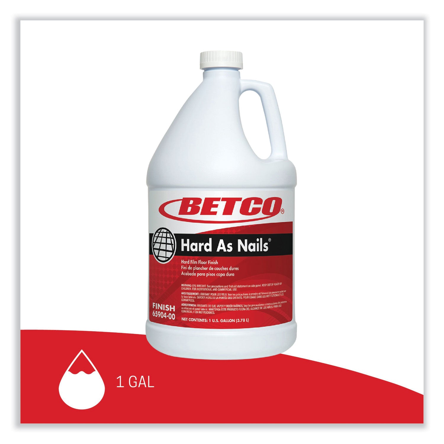 Betco® Hard As Nails Floor Finish, 1 gal Bottle, 4/Carton