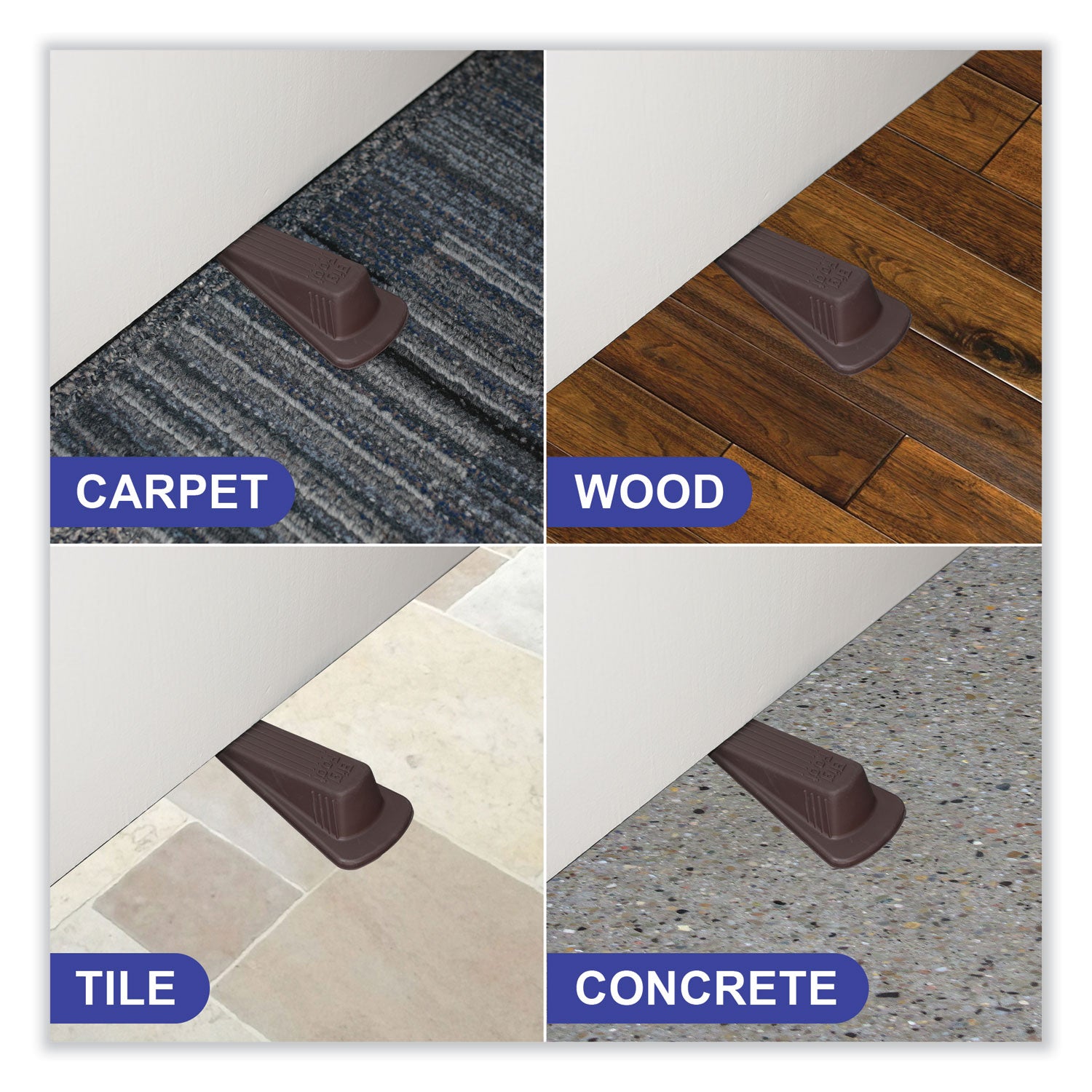 Master Caster® Big Foot Doorstop, No Slip Rubber Wedge, 2.25w X 4.75d X 1.25h, Brown