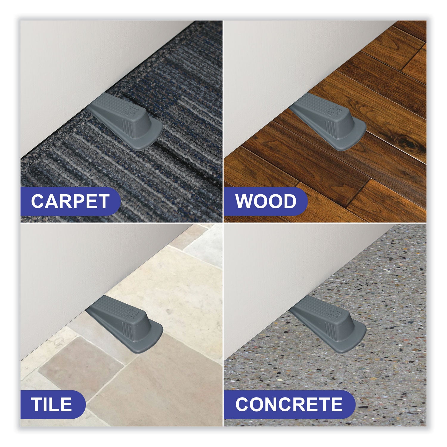 Master Caster® Big Foot Doorstop, No Slip Rubber Wedge, 2.25w X 4.75d X 1.25h, Gray