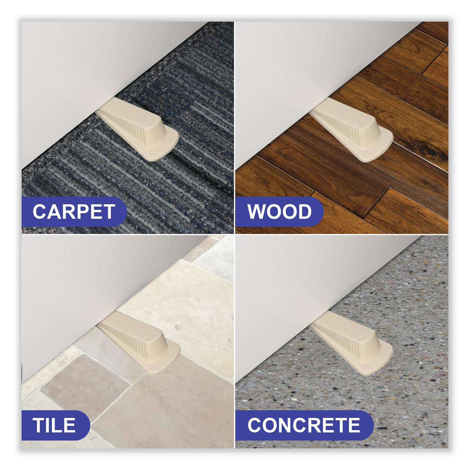 Master Caster® Big Foot Doorstop, No Slip Rubber Wedge, 2.25w X 4.75d X 1.25h, Beige