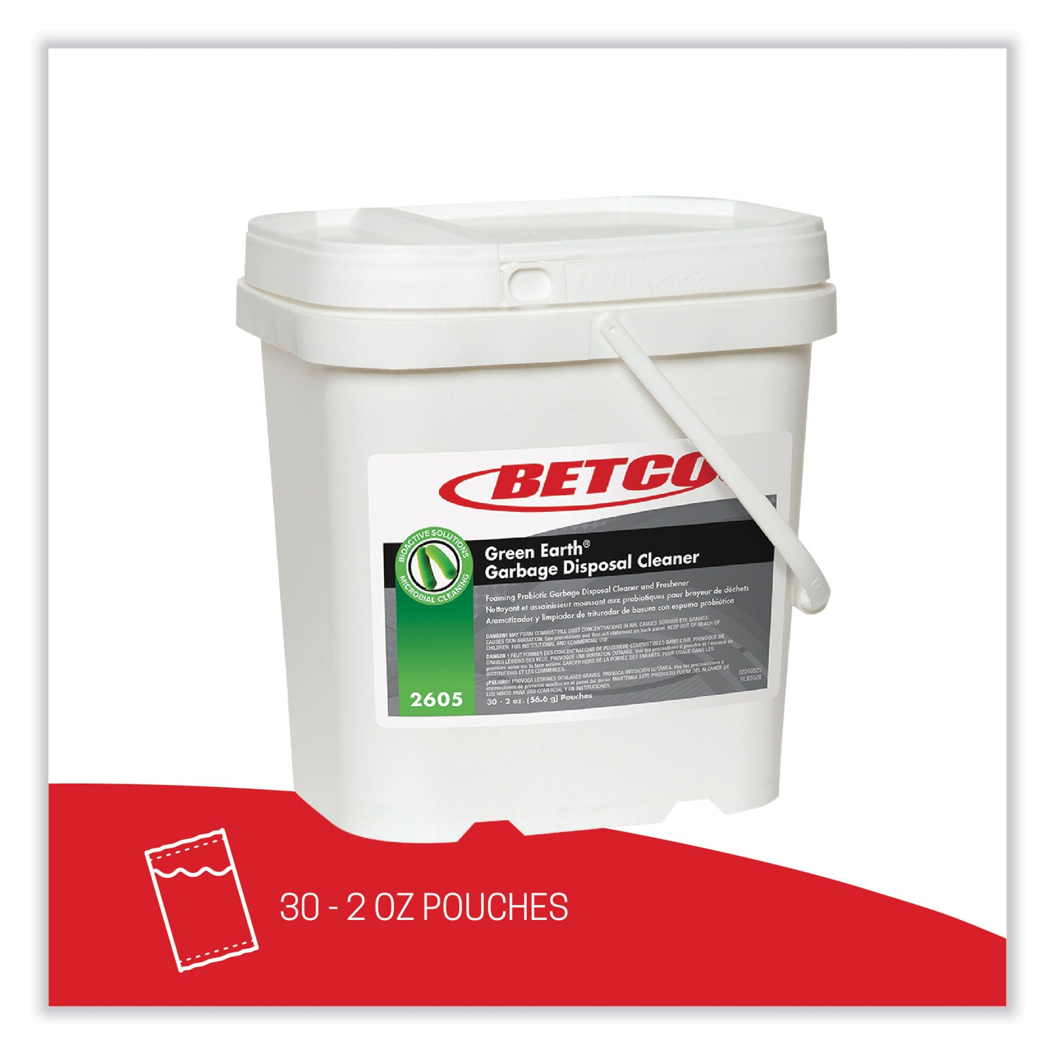 Betco® Green Earth Garbage Disposal Cleaner, Fruity Scent, 2 oz Packet, 30/Carton
