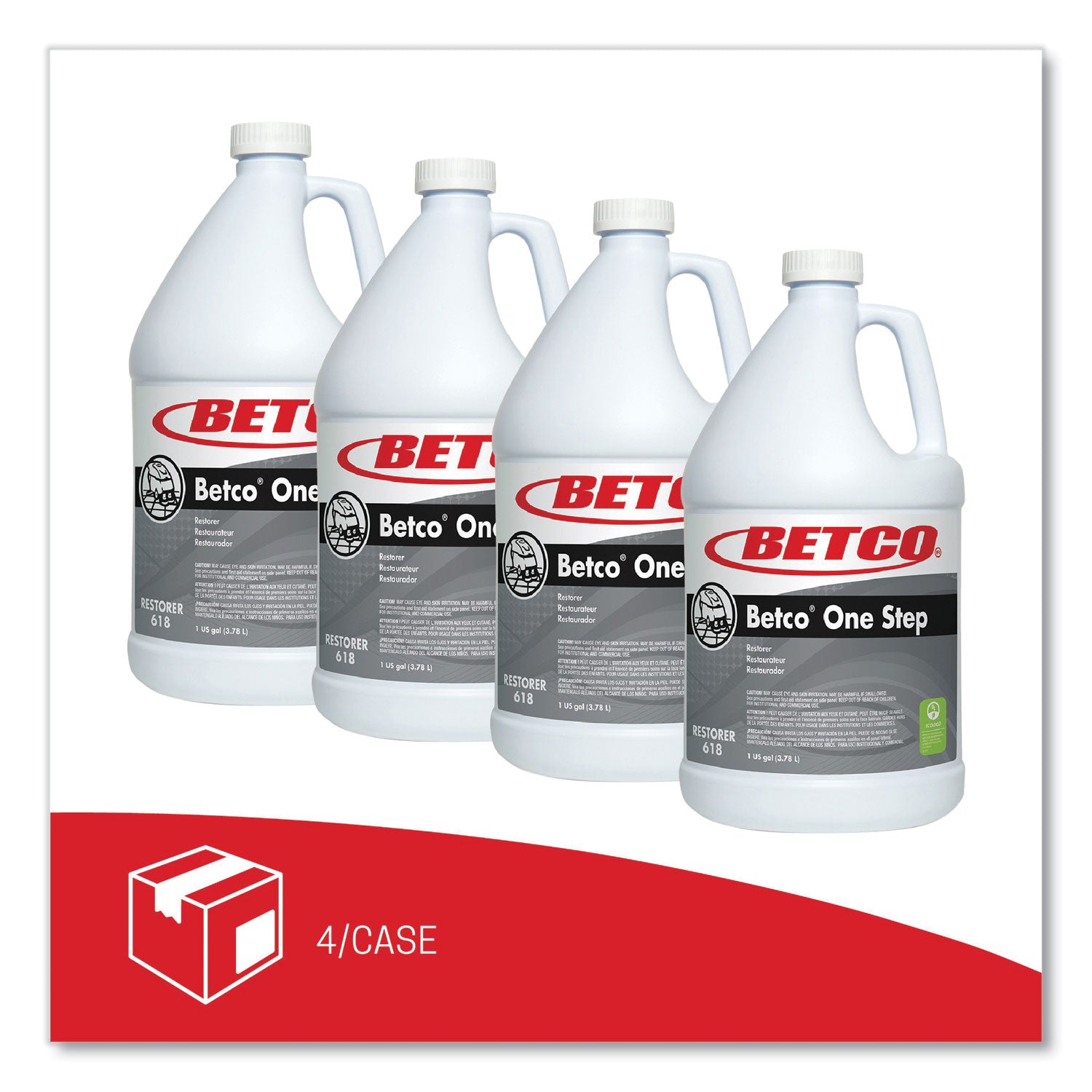 Betco® One Step Floor Restorer, Lemon Scent, 1 gal Bottle, 4/Carton