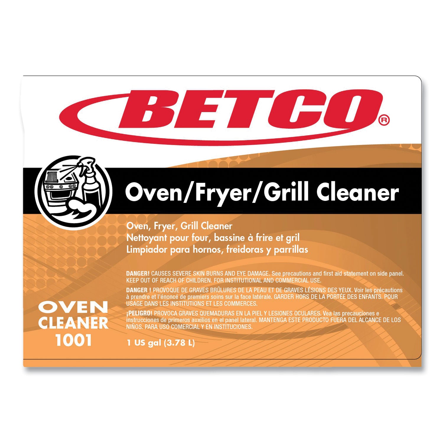 Betco® Oven Fryer Grill Cleaner, Characteristic Scent, 1 gal Bottle, 4/Carton