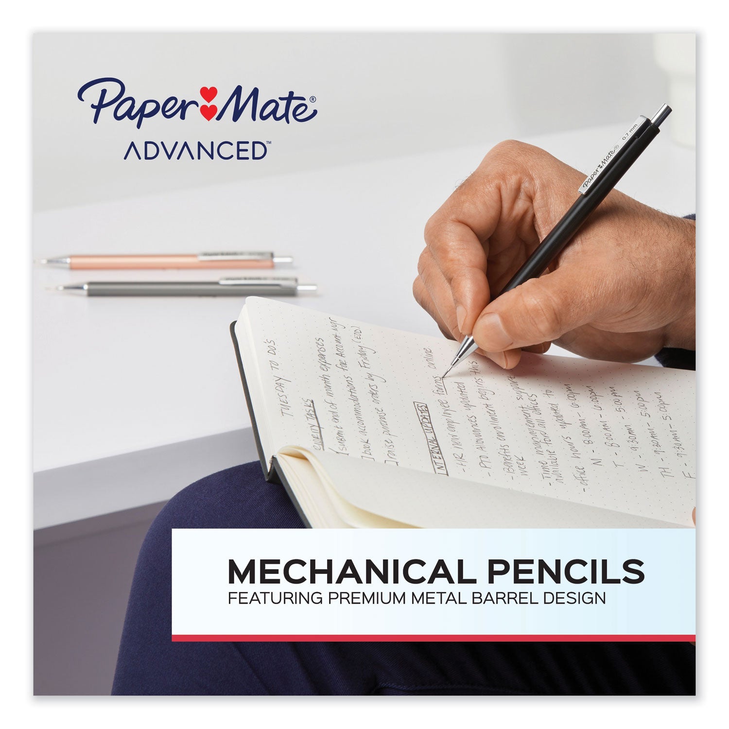Paper Mate® Advanced Mechanical Pencils, 0.5 Mm, Hb (#2), Black Lead, Gun Metal Gray Barrel